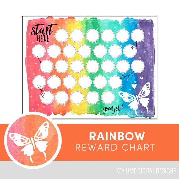 reward chart printable rainbow butterfly kids chore butterfly reward chart