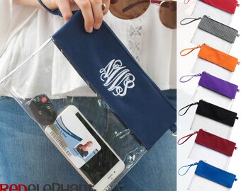 Monogram Game Day Clutch, Monogram Stadium Tote,Clear Stadium Bag, Personalized Bridesmaids Gift, Embroidered Tote Bag, Monogram Carry All
