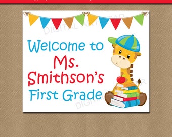 Editable First Day of School Sign, Class Photo Prop, Back to School Ideas, Classroom Sign, Teacher Signs for Classroom Door, Classroom Ideas