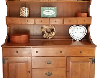 Vintage Ethan Allen Buffet with Hutch, Antique Furniture, Vintage Furniture, Ethan Allen Furniture