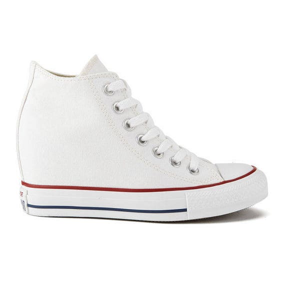 Custom Leather White Converse High Top Rise Lux Wedge Heel w/