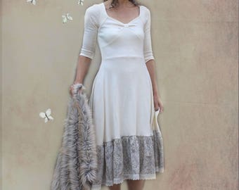 Dress ecru Ygerne Jersey cotton and liberty