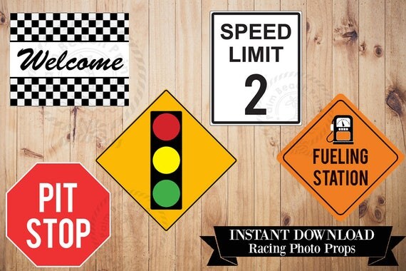 racing birthday party photo props racing printables