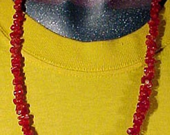 Deep Red Branch Coral 24-3/4" Necklace 14k Yellow Gold Fittings