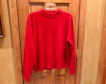 red mock turtleneck sweater