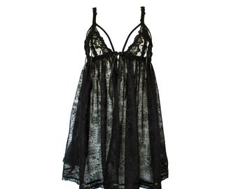 Nightie Babydoll Open Sexy Black Lingerie