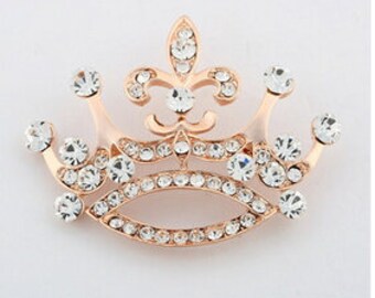 Gold Plated Rhinestones Princess Crown Retractable Name Badge Holder.