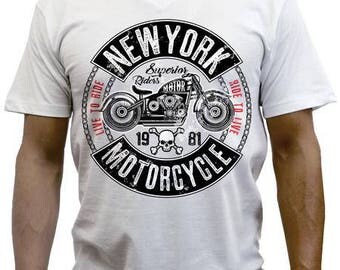 New York Motorcycle Harley Davidson Shirt | Biker Skull Shirt | Live to Ride, Ride to Live T Shirt | Motorsports Biker Tee