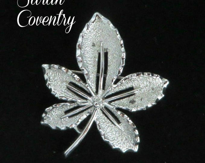 Sarah Coventry Silver Tone Leaf Pin - Vintage Matte Silver Leaf Brooch