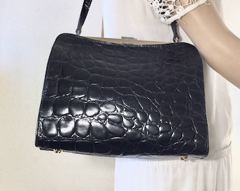 Furla, Black Leather Purse, Bag, Shoulder Bag, 1960s, Made in Italy