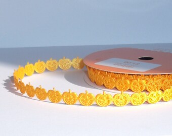 Orange Pumpkin Ribbon, Jack O Lantern Ribbon, Halloween Ribbon, 1 yard of Ribbon, 19mm x 1yd/3ft, Orange Pumpkin Trim, Halloween Decoration