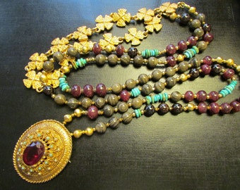Etruscan Necklace, Etruscan Jewelry, Etruscan Sautoir, Long Necklace, Layering Necklace, Pirate Treasure by Josephine's Cotillion