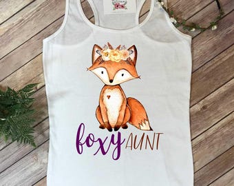 Foxy Aunt, Aunt and Me shirts, Auntie and Me Outfits, Baby Shower Gift, Auntie Shirt, Aunt Shirts, Fringe Top, New Aunt Gift, Family Shirts,