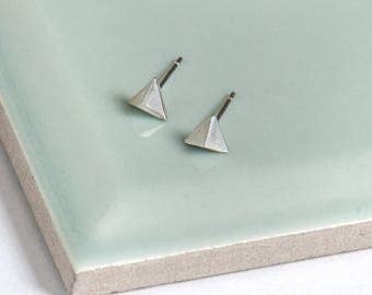 Sterling Silver Pyramid Stud Earrings