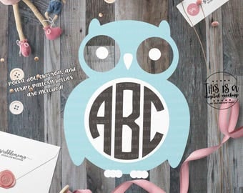 Owl Monogram svg, Owl svg, Monogram svg, Owl Cut File, Baby Monogram svg, eps, dxf, png Cut Files for Silhouette for Cricut