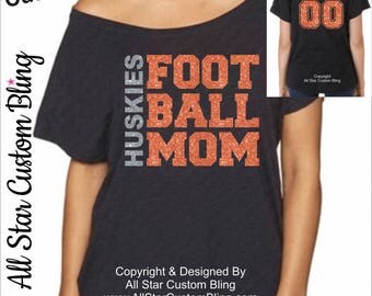 Football Shirt, Football Mom Glitter Dolman Shirt, Football Mom Shirt, Custom Football Mom Glitter Shirt, Custom Football Shirt