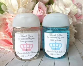Little prince baby shower labels, small hand sanitizer stickers, hand sanitizer favor label, hand sanitizer labels, Princess Party favor
