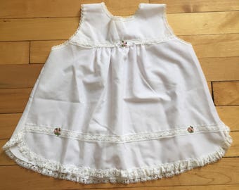 Vintage 1980s Baby Infant Girls White Lace Cotton Slip! Size 12 months