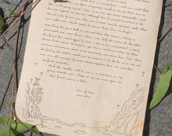 Aged parchment dandelion writing paper | Letter Stationery | Distressed paper | Set of 5 pieces floral writing paper with plants and flowers