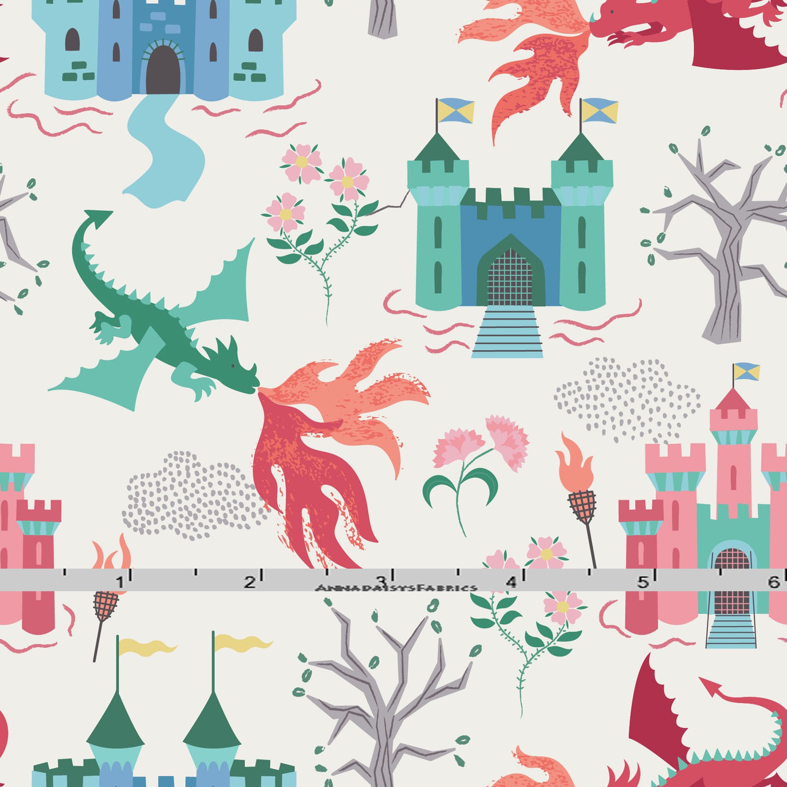 Castle & Dragons Fabric, Lewis and Irene Dragons A232 1 Cream, Dragon