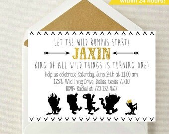 Where the Wild Things Are Invitation / Wild Things Birthday Invitation / Wild Rumpus Birthday / Where the Wild Things Are Invite