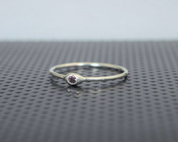 Dainty Sterling Silver Alexandrite Mothers Ring, June Birthstone, Tiny Alexandrite Ring, Dew Drop Ring, Stacking Ring, June Birthday Gift