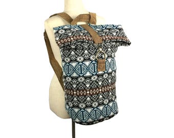 Sac à dos Hippie Backpack, Foldover Duffle Backpack, Canvas Rucksack for Men Women, Aztec Sack Bag, Festival Duffel Backpack, Beach backpack