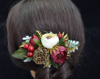 Christmas/gift Winter wedding Hair clip Party hair clip Flower hair clip Photo props Wedding hair accessories Bridal hair clip Photo shoot