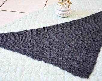 châle baptême bébé, écharpe en laine, cadeau naissance, étole soie anthracite, Cheich