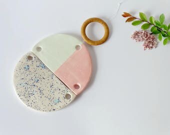 Ceramic Wall Hanging, Pastel Wall Hanging, Modern Wall Decor, Office Wall Decor, Pretty Decor, Geometric Mobile, Nursery Decor, Gift For Her