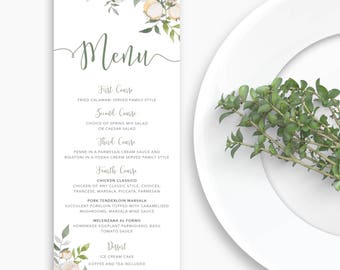 Floral Wedding Menu, Wedding Menu Card, Menu Template, Floral Wedding, Wedding Menu DIY, Wedding Menu, Garden Wedding, Floral, Menu Template