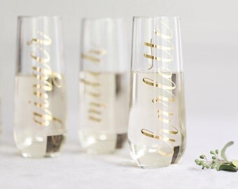 THE ORIGINAL Stemless Champagne Flute / Bridesmaid Proposal Gift / Bridesmaid Gift / Personalized Bridesmaid Champagne Glasses / Bride Gift