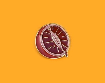 Blood orange enamel pin - feminist fruit - lapel pin - badge - brooch - period pride pin - citrus juice