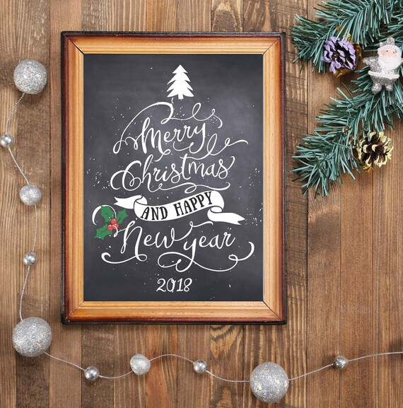 Christmas chalkboard printables Christmas decor art Merry