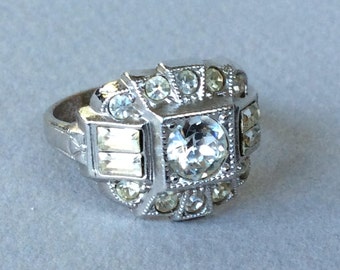 Clark and Coombs Art Deco Crystal Ring Size 7