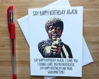 Pulp Fiction Happy Birthday Card, Jules Winnfield, Samuel L Jackson, Funny Birthday Card, Birthday Card, Funny Greeting Card, Greeting Card