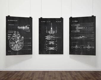 Star Wars Patents Set of 3 Prints, Star Wars Prints, Star Wars Posters, Star Wars Blueprints, Star Wars Wall Art, Patent Poster #133
