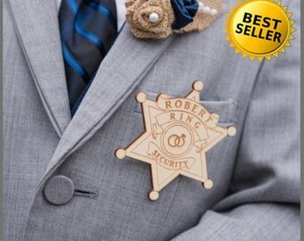Ring Security Badge, Ring Bearer Badge, Ring Bearer Security Badge, Ring Bearer Gift, Personalized Badge, Star Badge, Security Badge