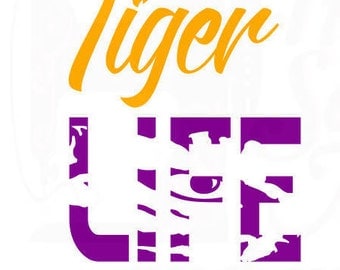 LSU tiger life svg dxf and png files