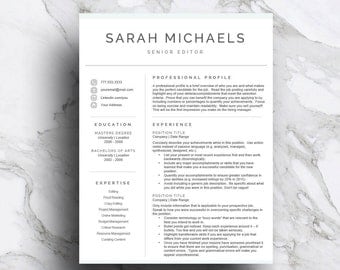 Professional resume template for Word & Pages | CV Template | 1, 2, 3 Page Resume with Cover Letter | A4 and US Letter | Instant Download