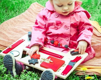 Montessori toddler Busy board, Latch board, Fine motor skills, Sensory board, Toy for travel, 1 birthday present, Busy boards, Latch toy