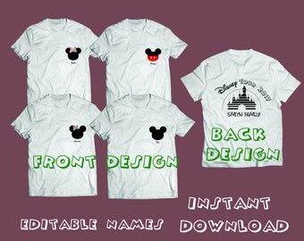 EDITABLE NAMES Disney Iron On Transfer, Disney Trip Iron On, Family Disney Trip, Family Logo, Family Shirt with back design