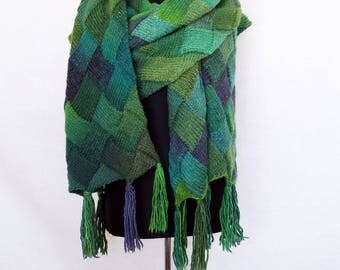 Oversized scarf, green blanket shawl, winter wrap, scarf wool, peacock wrap, big scarf, extra large scarves, knitted unisex hipster scarf