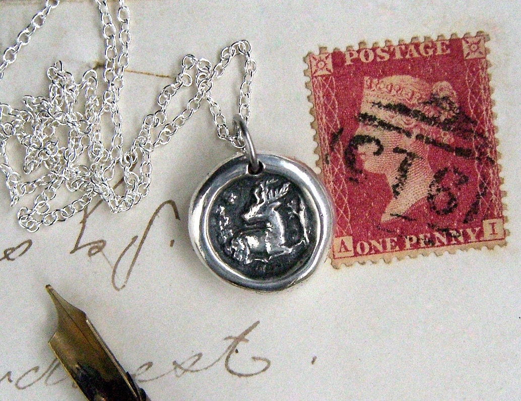 Wax seal necklace Stag necklace Mens necklace Deer