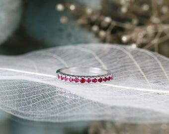 Ruby Band | Ruby Ring | Solid 14K Gold | Wedding Band | Ruby Engagement Ring | Gemstone Ring | Fine Jewelry | Free Shipping