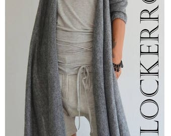 ON SALE Grey wool cardigan / Knit warm vest / Long sleeves cardigan /Wool Long top