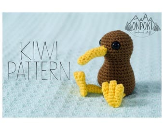 PATTERN Little Kiwi - bird crochet New Zealand amigurumi (pattern in English and Spanish)