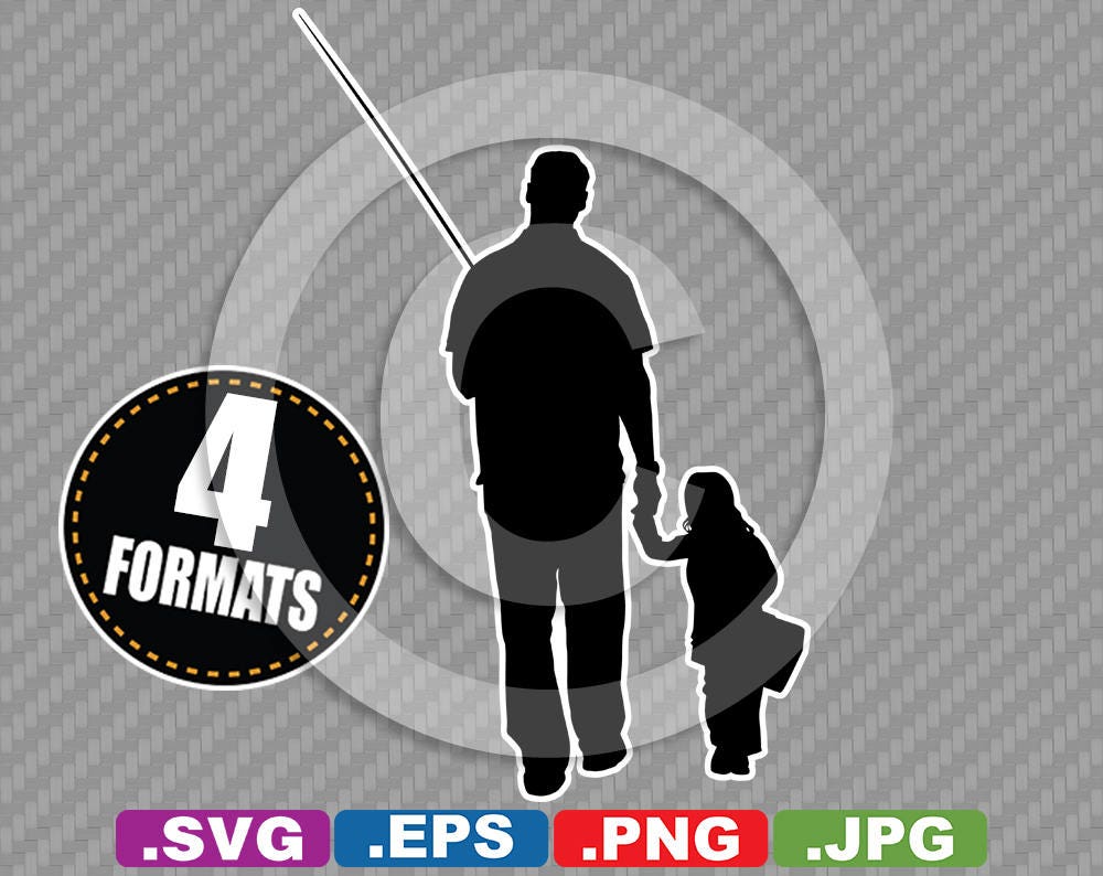 Download Father / Daughter / Child Fishing Clip Art SVG cutting file