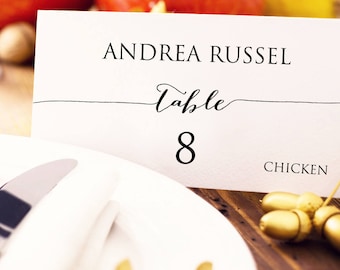 Wedding Place Card With Meal Choice Template, Editable Meal Option Place Card, Custom Personalized Seating Card, Wedding Printable