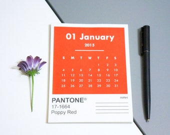 2018 Pantone Desk Calendar Pad • 12 Months with Notes • Personalized • Handmade